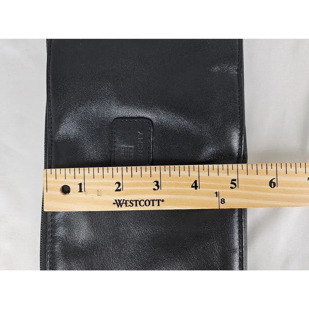 GIVENCHY VINTAGE BLACK COWHIDE LEATHER HANGING TIE HOLDER TRAVEL CASE ZIP BIFOLD
